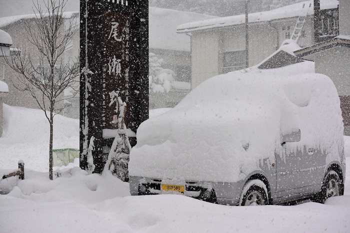 ３月１３日（水）夜から３月１４日(木）にかけて冬型の気圧配置により厳冬期でも多いくらいの２４時間積雪量となりました(約６０ｃｍ）。檜枝岐弁でこの状況を言葉にするとこうなります。「なんでこーっとき、こーたげーにふるだよーなー。雪ははーよっぱらだ。こーたはーいやになるっちゅーねー」。標準語に通訳すると、「どうしてこのような温かい春になりかけた時に、こんなに多くの雪が降るのかなー。雪はもうたくさんだ。本当にとてもがっかりだ」。となります。今年の１月から２月の中でも多い方の３月の２４時間での積雪量でした。