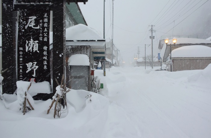 特別豪雪地帯・檜枝岐村。その冬の厳しさは有名な六地蔵が物語っておりますが、一寸先が見えないようなホワイトアウト並みの強烈な暴風雪が吹き荒れる日々が一週間も続く日々。それが標高約１０００ｍ、最奥の深山・檜枝岐村の冬の本当の姿です（１月２５日・１６時５３分）。